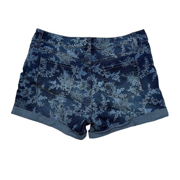 Time and Tru Mid Rise Floral Denim‎ Shorts Stretch Size Women's 14 - Picture 4 of 4